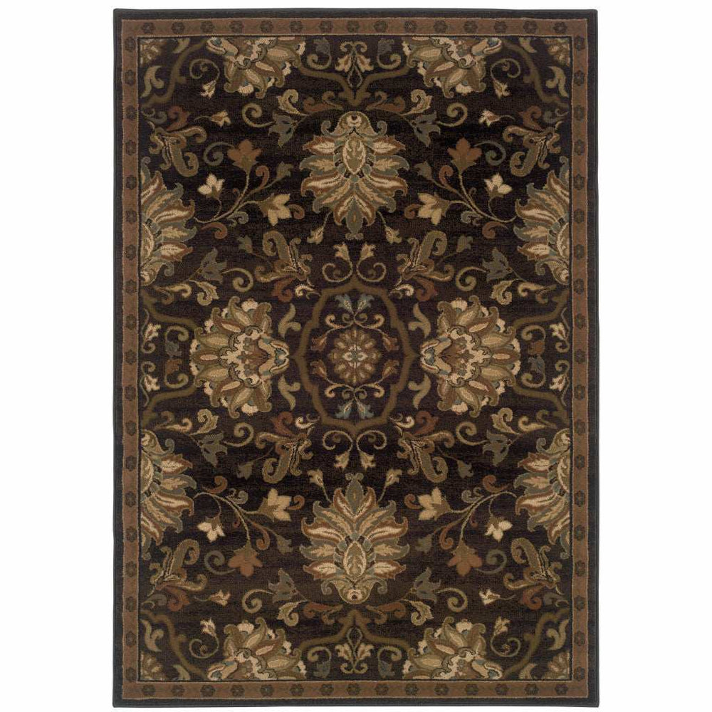 2' X 3' Brown Beige Blue And Red Oriental Power Loom Stain Resistant Area Rug - Homeroots - Flyclothing LLC