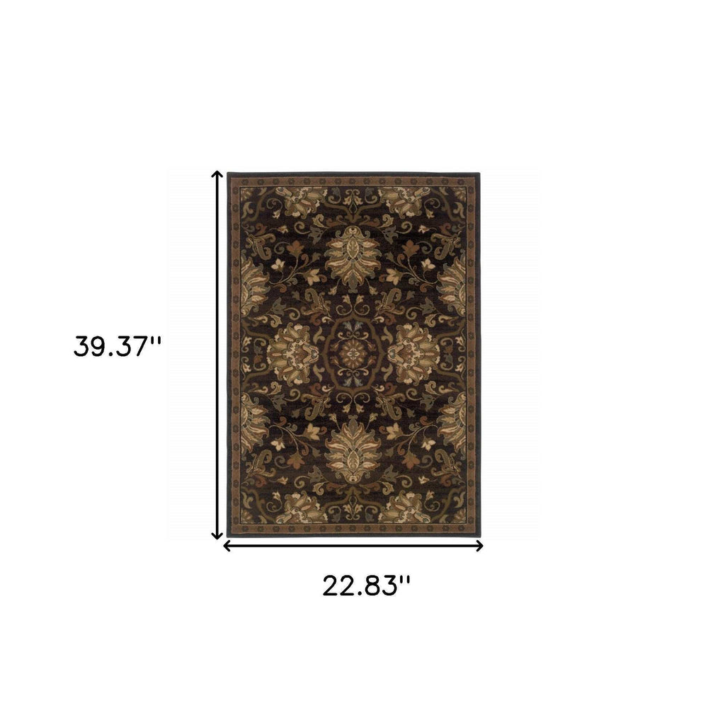 2' X 3' Brown Beige Blue And Red Oriental Power Loom Stain Resistant Area Rug - Homeroots - Flyclothing LLC