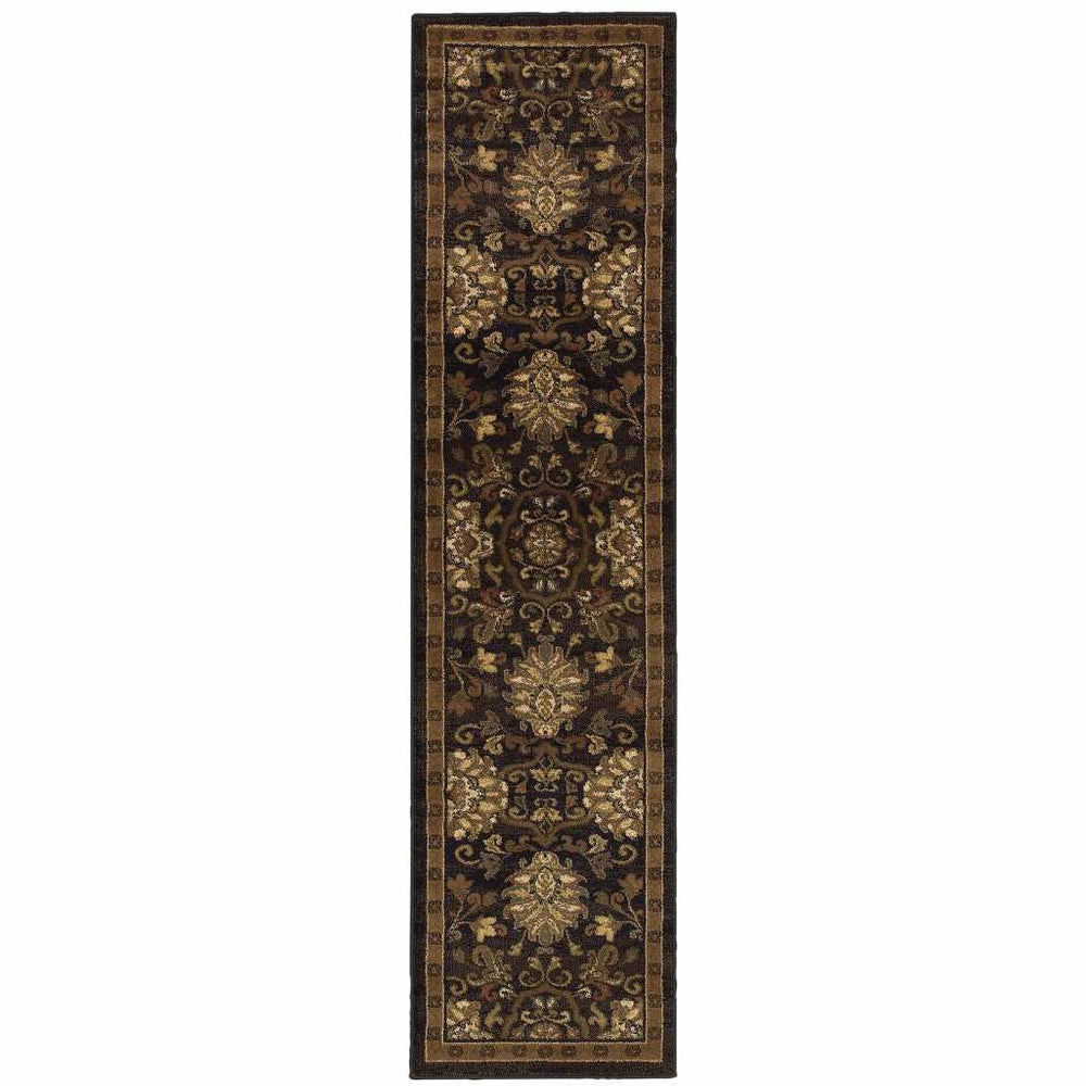 2' X 8' Brown Beige Blue And Red Oriental Power Loom Stain Resistant Runner Rug - Homeroots - Flyclothing LLC