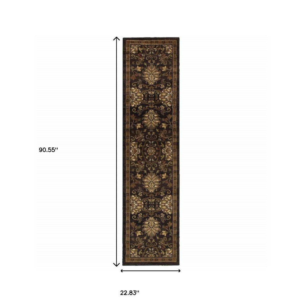 2' X 8' Brown Beige Blue And Red Oriental Power Loom Stain Resistant Runner Rug - Homeroots - Flyclothing LLC