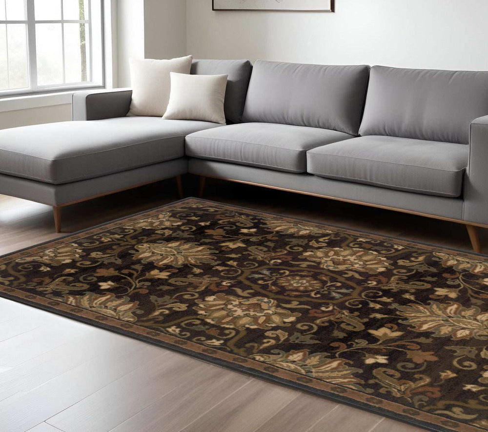 6' X 9' Brown Beige Blue And Red Oriental Power Loom Stain Resistant Area Rug - Homeroots - Flyclothing LLC
