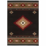 10' X 13' Black And Green Southwestern Power Loom Stain Resistant Area Rug - Homeroots - Flyclothing LLC