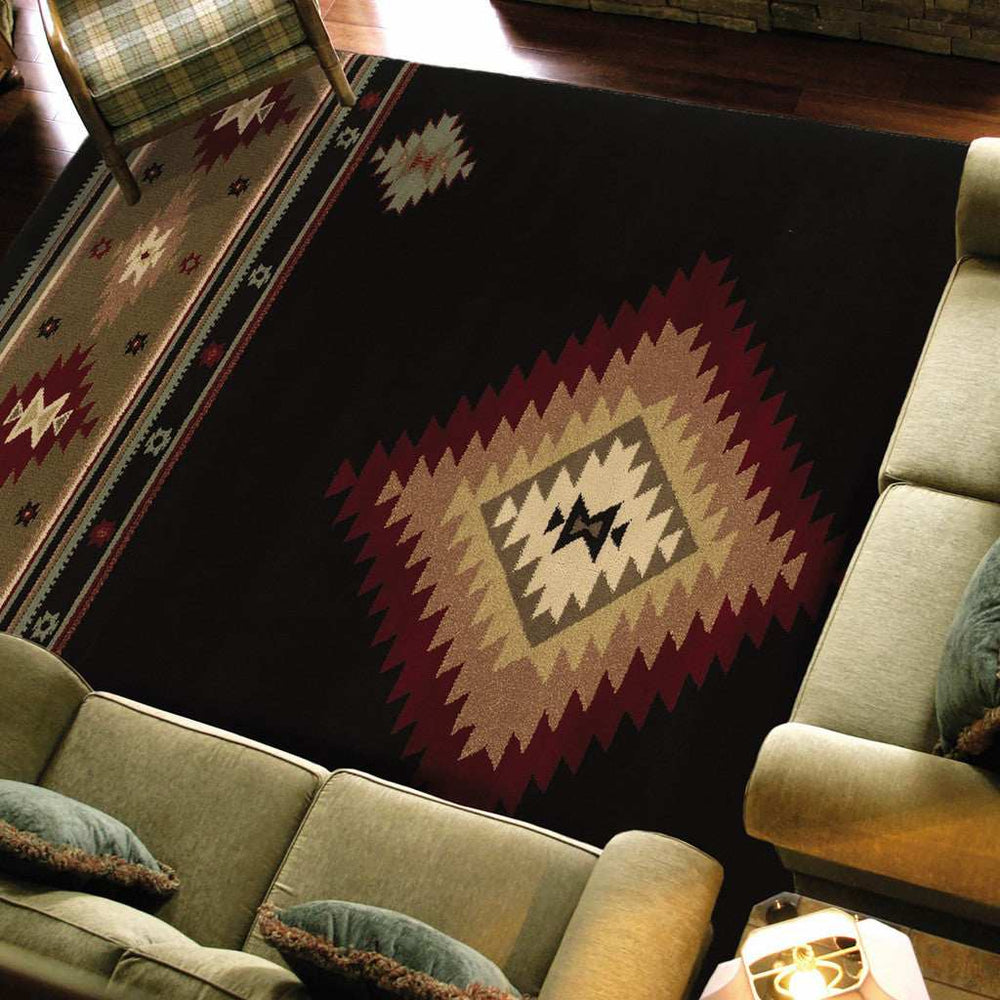 10' X 13' Black And Green Southwestern Power Loom Stain Resistant Area Rug - Homeroots - Flyclothing LLC