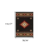 6' X 9' Black And Green Southwestern Power Loom Stain Resistant Area Rug - Homeroots - Flyclothing LLC
