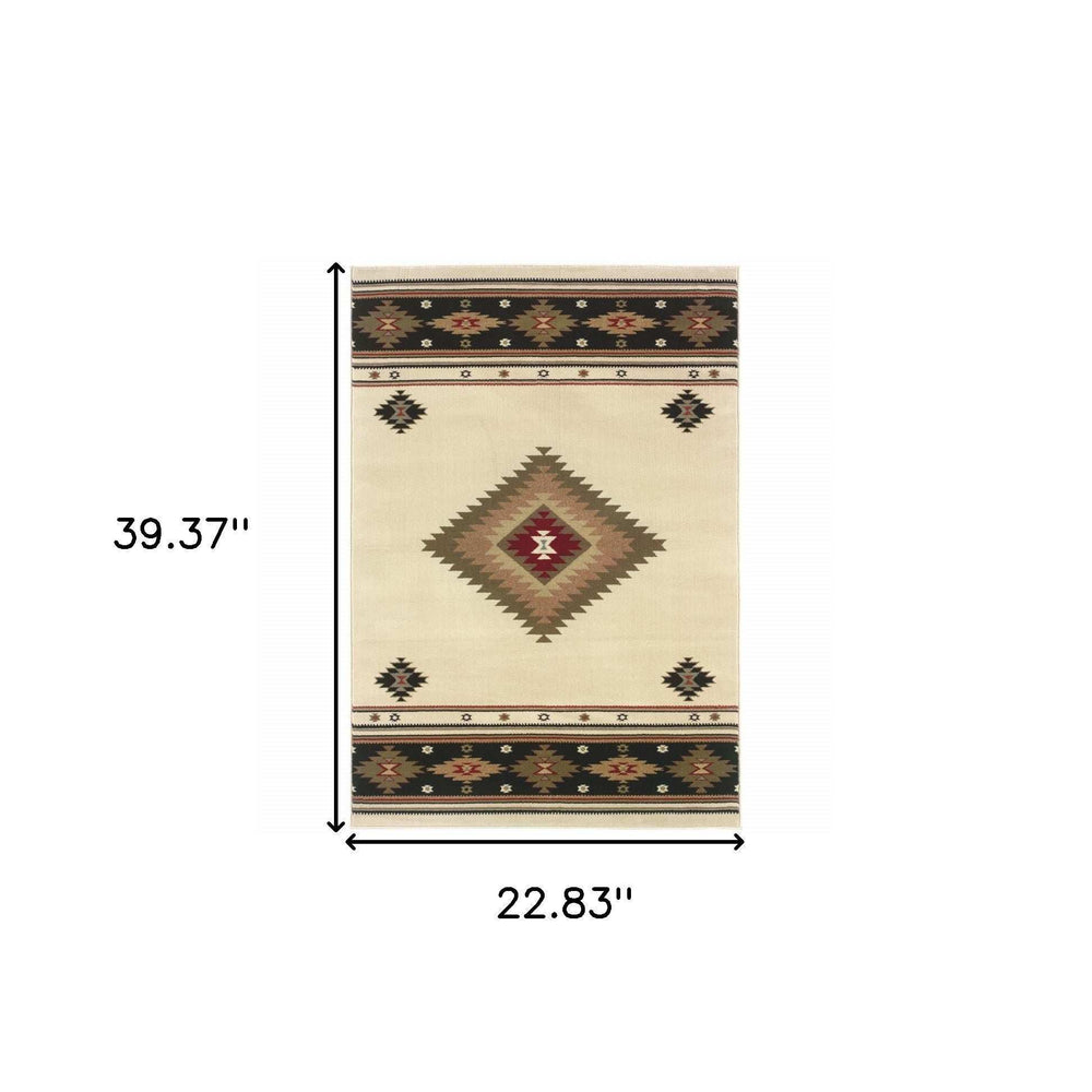 2' X 3' Beige Southwestern Power Loom Stain Resistant Area Rug - Homeroots - Flyclothing LLC