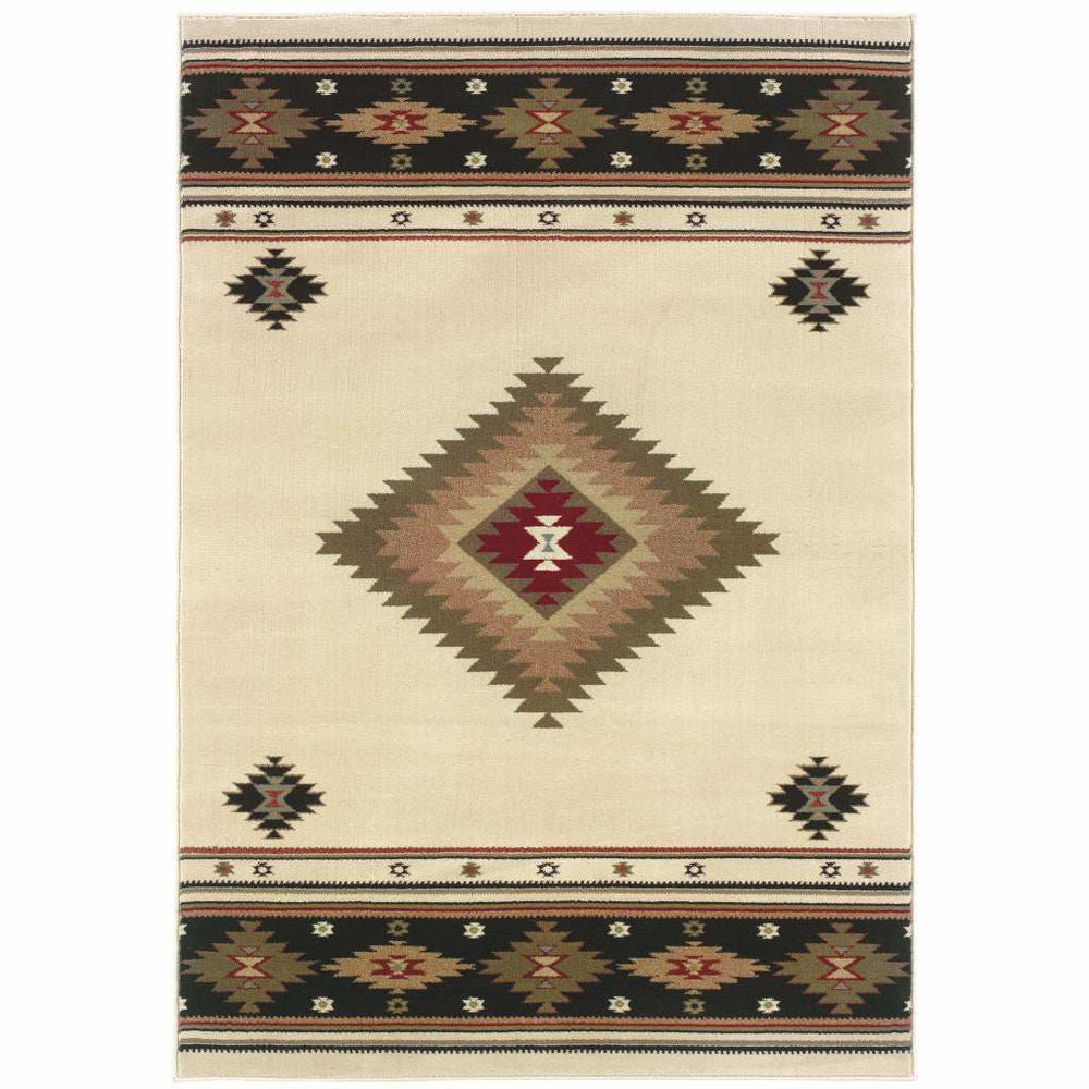 2' X 3' Beige Southwestern Power Loom Stain Resistant Area Rug - Homeroots - Flyclothing LLC