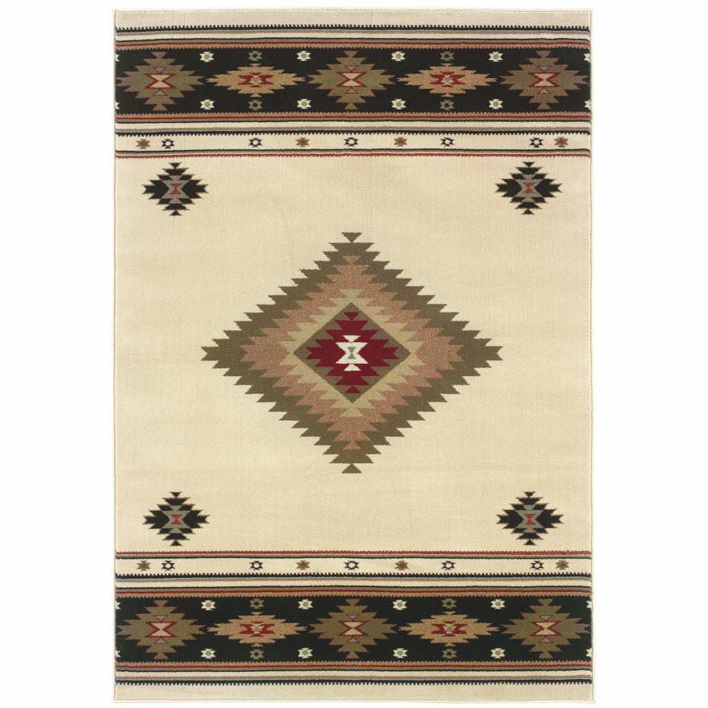8' X 11' Beige Southwestern Power Loom Stain Resistant Area Rug - Homeroots - Flyclothing LLC