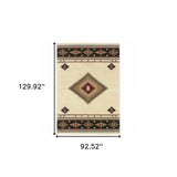 8' X 11' Beige Southwestern Power Loom Stain Resistant Area Rug - Homeroots - Flyclothing LLC