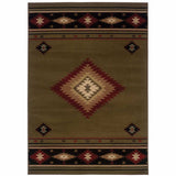 5' X 8' Green Southwestern Power Loom Stain Resistant Area Rug - Homeroots - Flyclothing LLC