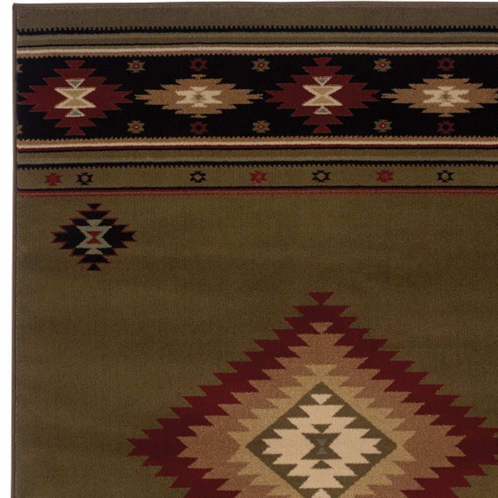 6' X 9' Green Southwestern Power Loom Stain Resistant Area Rug - Homeroots - Flyclothing LLC