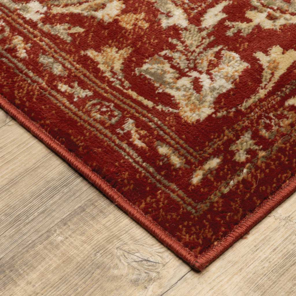 10' X 13' Red And Gold Oriental Power Loom Stain Resistant Area Rug - Homeroots - Flyclothing LLC