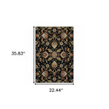 2' X 4' Green and Black Floral Power Loom Area Rug - Homeroots - Flyclothing LLC