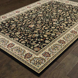 2' X 4' Black And Ivory Oriental Power Loom Stain Resistant Area Rug - Homeroots - Flyclothing LLC