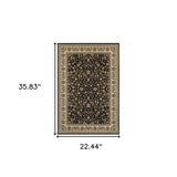 2' X 4' Black And Ivory Oriental Power Loom Stain Resistant Area Rug - Homeroots - Flyclothing LLC