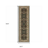 2' X 8' Black And Ivory Oriental Power Loom Stain Resistant Runner Rug - Homeroots - Flyclothing LLC