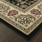 10' X 13' Black And Ivory Oriental Power Loom Stain Resistant Area Rug - Homeroots - Flyclothing LLC