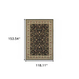 10' X 13' Black And Ivory Oriental Power Loom Stain Resistant Area Rug - Homeroots - Flyclothing LLC