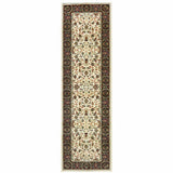 2' X 8' Ivory And Black Oriental Power Loom Stain Resistant Runner Rug - Homeroots - Flyclothing LLC