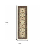2' X 8' Ivory And Black Oriental Power Loom Stain Resistant Runner Rug - Homeroots - Flyclothing LLC