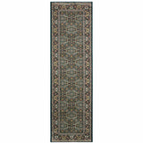 2' X 8' Navy Blue Green Red Ivory And Yellow Oriental Power Loom Stain Resistant Runner Rug - Homeroots - Flyclothing LLC