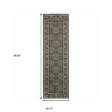 2' X 8' Navy Blue Green Red Ivory And Yellow Oriental Power Loom Stain Resistant Runner Rug - Homeroots - Flyclothing LLC