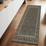 2' X 8' Navy Blue Green Red Ivory And Yellow Oriental Power Loom Stain Resistant Runner Rug - Homeroots - Flyclothing LLC
