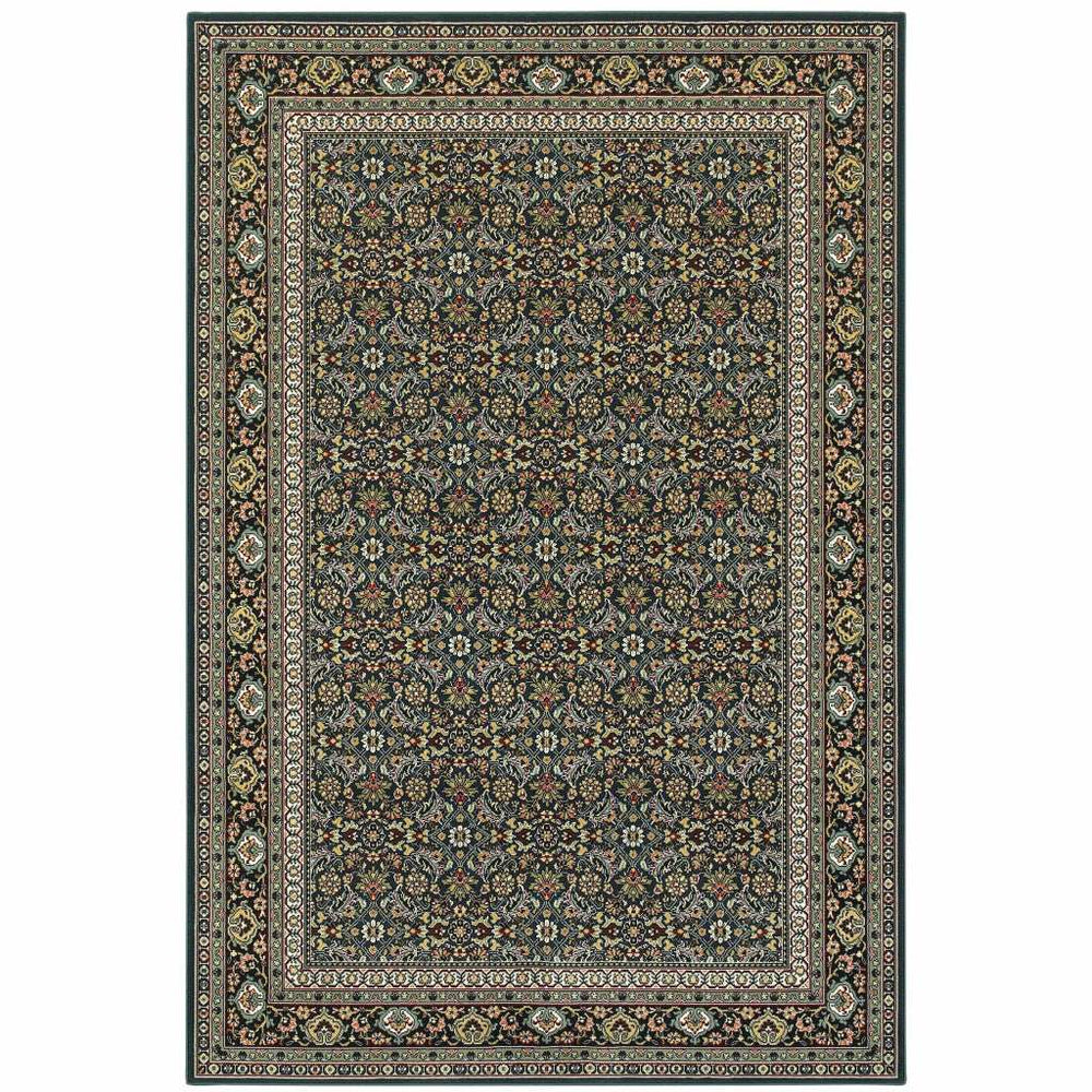4' X 6' Blue and Green Oriental Power Loom Area Rug - Homeroots - Flyclothing LLC