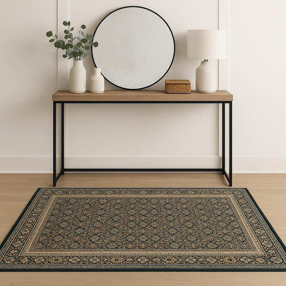 4' X 6' Blue and Green Oriental Power Loom Area Rug - Homeroots - Flyclothing LLC