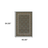 4' X 6' Blue and Green Oriental Power Loom Area Rug - Homeroots - Flyclothing LLC
