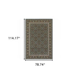 6' X 9' Navy Blue Green Red Ivory And Yellow Oriental Power Loom Stain Resistant Area Rug - Homeroots - Flyclothing LLC