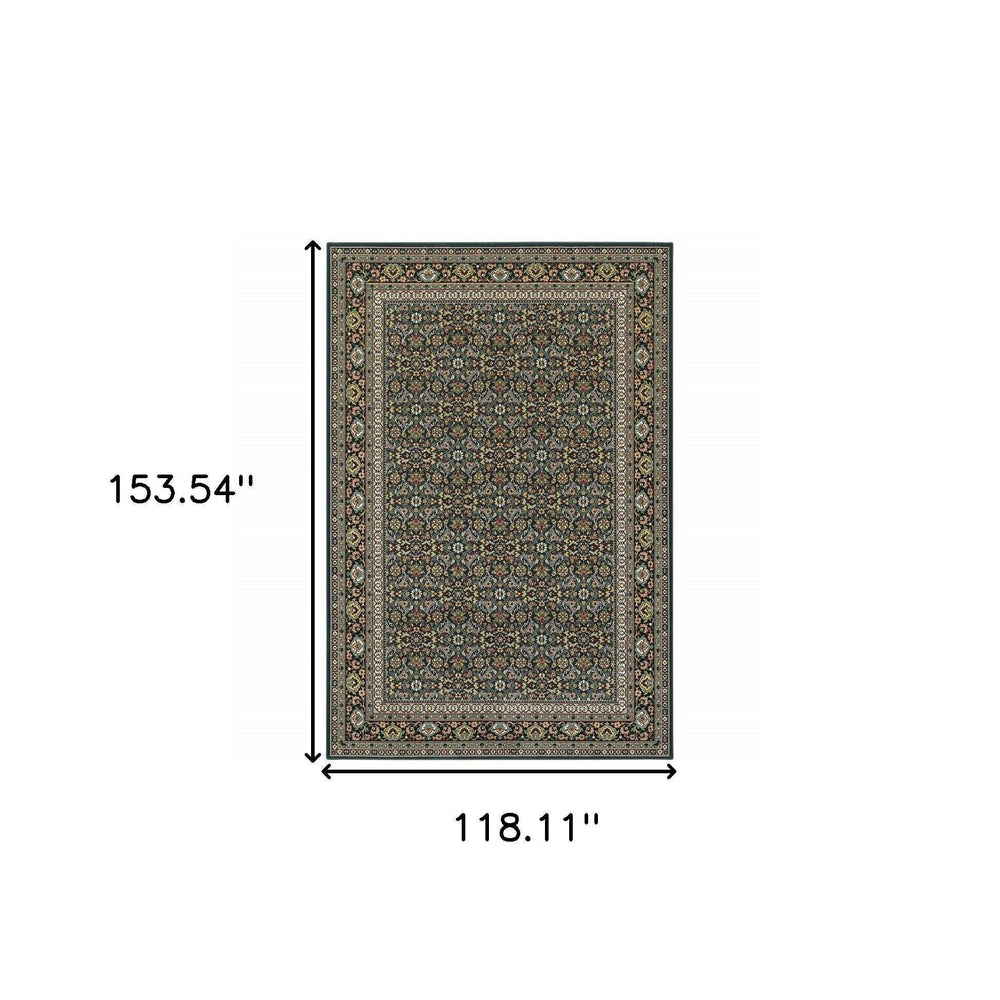 10' X 13' Navy Blue Green Red Ivory And Yellow Oriental Power Loom Stain Resistant Area Rug - Homeroots - Flyclothing LLC