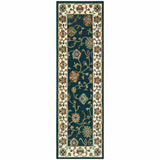 2' X 8' Navy And Ivory Oriental Power Loom Stain Resistant Runner Rug - Homeroots - Flyclothing LLC