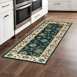 2' X 8' Navy And Ivory Oriental Power Loom Stain Resistant Runner Rug - Homeroots - Flyclothing LLC