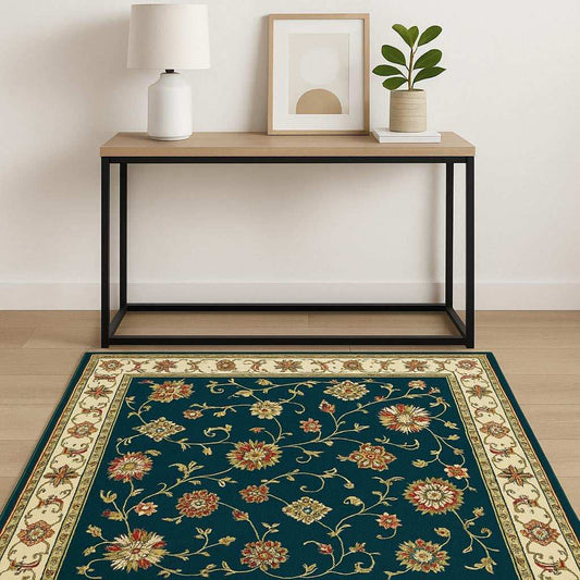 4' X 6' Navy And Ivory Oriental Power Loom Stain Resistant Area Rug - Homeroots - Flyclothing LLC