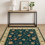 4' X 6' Navy And Ivory Oriental Power Loom Stain Resistant Area Rug - Homeroots - Flyclothing LLC