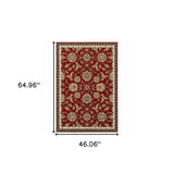 4' X 6' Red Black Blue Ivory Green And Salmon Oriental Power Loom Stain Resistant Area Rug - Homeroots - Flyclothing LLC