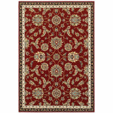 10' X 13' Red Black Blue Ivory Green And Salmon Oriental Power Loom Stain Resistant Area Rug - Homeroots - Flyclothing LLC