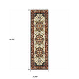 2' X 8' Red And Ivory Oriental Power Loom Stain Resistant Runner Rug - Homeroots - Flyclothing LLC