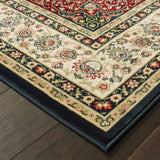 2' X 4' Navy And Ivory Oriental Power Loom Stain Resistant Area Rug - Homeroots - Flyclothing LLC