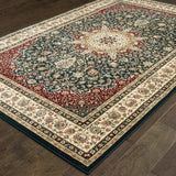 2' X 4' Navy And Ivory Oriental Power Loom Stain Resistant Area Rug - Homeroots - Flyclothing LLC