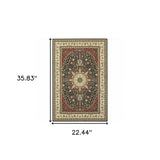2' X 4' Navy And Ivory Oriental Power Loom Stain Resistant Area Rug - Homeroots - Flyclothing LLC