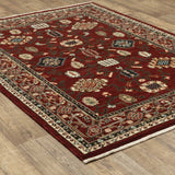 2' X 3' Red Black Ivory And Brown Oriental Power Loom Stain Resistant Area Rug With Fringe - Homeroots - Flyclothing LLC