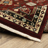 2' X 6' Red Black Ivory And Brown Oriental Power Loom Stain Resistant Runner Rug With Fringe - Homeroots - Flyclothing LLC