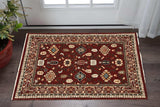 3' X 5' Red Black Ivory And Brown Oriental Power Loom Stain Resistant Area Rug With Fringe - Homeroots - Flyclothing LLC