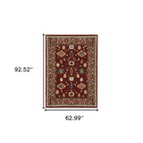 5' X 8' Red And Black Oriental Power Loom Area Rug With Fringe - Homeroots - Flyclothing LLC