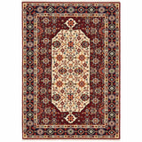 2' X 3' Red Ivory Blue And Orange Oriental Power Loom Stain Resistant Area Rug With Fringe - Homeroots - Flyclothing LLC