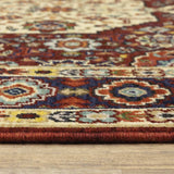 2' X 3' Red Ivory Blue And Orange Oriental Power Loom Stain Resistant Area Rug With Fringe - Homeroots - Flyclothing LLC