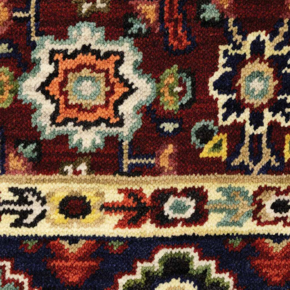 2' X 3' Red Ivory Blue And Orange Oriental Power Loom Stain Resistant Area Rug With Fringe - Homeroots - Flyclothing LLC