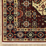 2' X 3' Red Ivory Blue And Orange Oriental Power Loom Stain Resistant Area Rug With Fringe - Homeroots - Flyclothing LLC