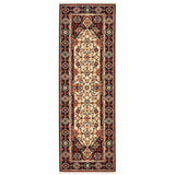 2' X 6' Red Ivory Blue And Orange Oriental Power Loom Stain Resistant Runner Rug With Fringe - Homeroots - Flyclothing LLC